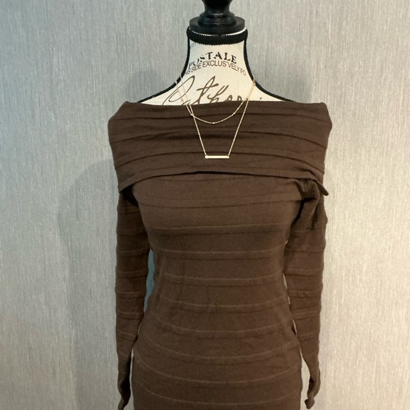 Elegant Brown Long Sleeve Dress - Picture 16 of 16